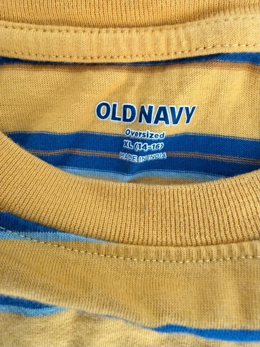 Old Navy 90,s Yellow and Blue Striped Long Sleeve Tee Size Boys XL Unisex Fits S